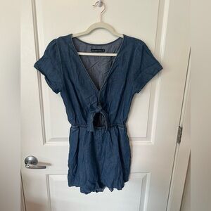 Abercrombie & Fitch Blue Denim Tie Front Romper, Women’s M